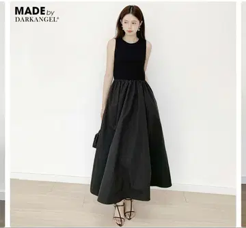 미사용 다크 엔젤 도킹 롱 원피스 슬리브리스 블랙 L