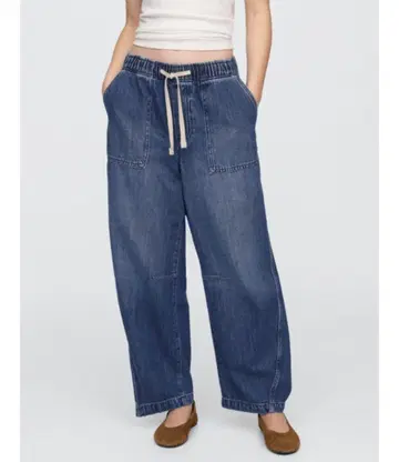 GAP 갭 미드 라이즈 슈퍼 소프트 풀온 배럴 데님 사이즈