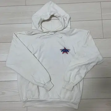 Hanes ABA 로고 화이트 후드티 L 빈티지 구제 의류