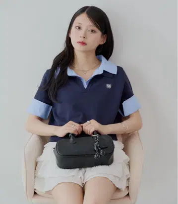 새상품 Chico 자수 카라 부착 폴로 니트