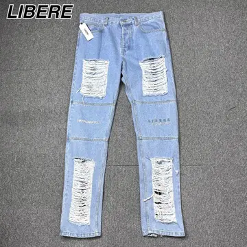미사용 새상품 LIBERE 크러쉬 데미지 데님 팬츠 리베레