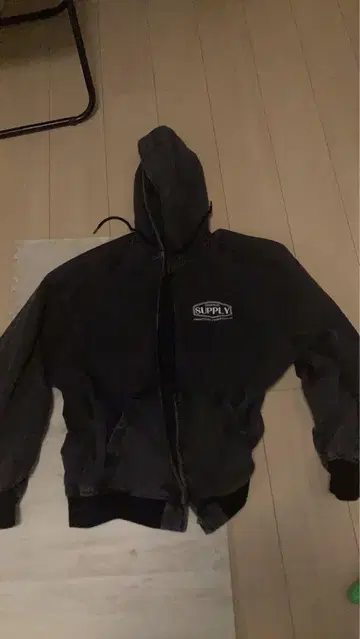 WEGO VINTAGE 후드 부착 점퍼 M 블랙