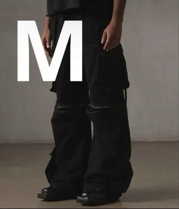 GRANCY 지퍼 디자인 카고 팬츠 M 블랙