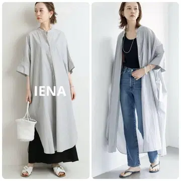 IENA 코튼 100% 와셔 셔츠 원피스 루즈핏 스트라이프