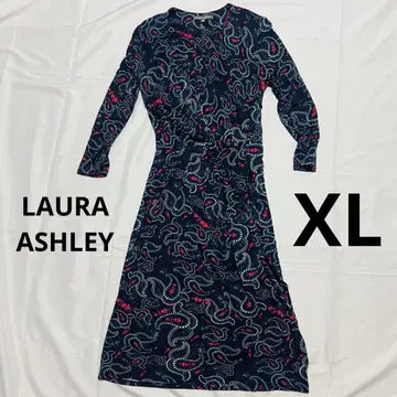 로라 애슐리 LL XL 페이즐리 무늬 카슈쿨 원피스 네이비