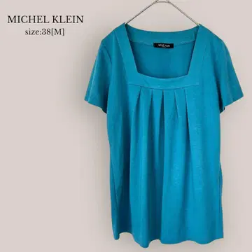 미쉘클랑 MICHEL KLEIN 반팔 블라우스 스퀘어 넥 블루
