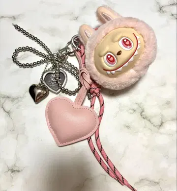 머리 러브 키링 스트랩 LABUBU 핑크색