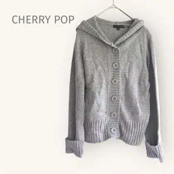 CHERRY POP [M] 라메 그레이 후드 니트 가디건 아크릴 혼방