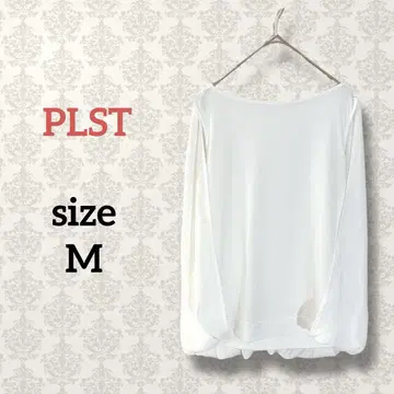 플라스테 [M] 새상품급 백 쉬폰 컷 티셔츠 스트레치 화이트 무지 넉넉한