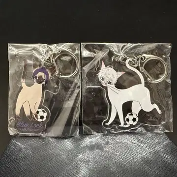 블루 록 나기 고양이 & 레오 고양이 아크릴 키링 2개 세트