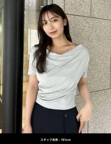 FRAY I.D 드레이프 넥 오프숄더 티셔츠