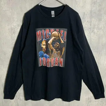마이클 조던 롱 T 블랙 NBA 긴팔 구제 의류 티셔츠 L 사이즈