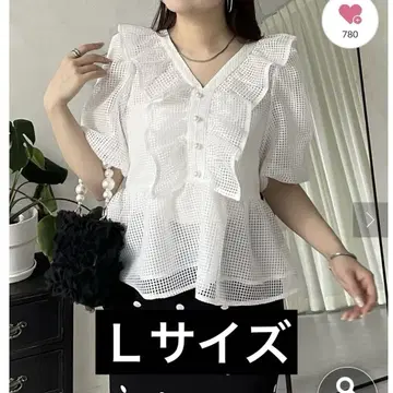 prose verse 펄 버튼 메쉬 프릴 페플럼 블라우스