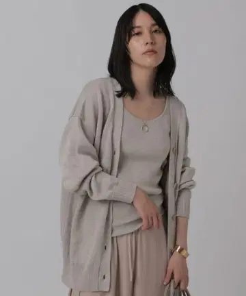 Chaos 카오스 5G ORB 린넨 니트 가디건 라이트 그레이
