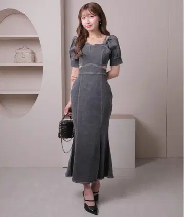 lipservice 2way 숄더 데님 머메이드 원피스 그레이