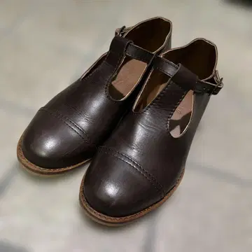 다크 브라운 가죽 오픈토 신발 23~24cm