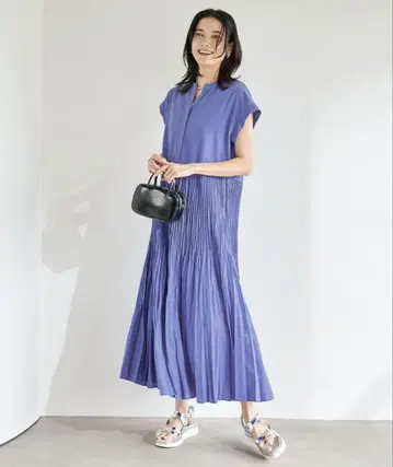와셔 플리츠 원피스 미사용 새상품 그린 라벨 릴랙싱