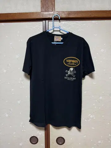 vanson SKULL WORKS 코튼 티셔츠 블랙