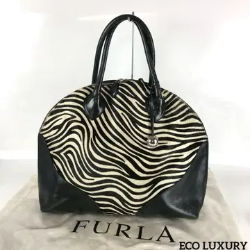 FURLA 훌라 제브라 패턴 송치 가죽 핸드백 보스턴 백