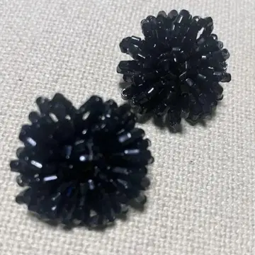 비즈 클립온 귀걸이 블랙