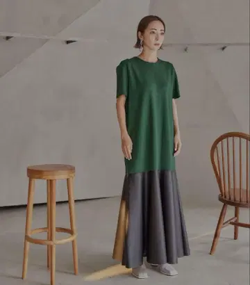 UN3D. 인조 가죽 믹스 원피스