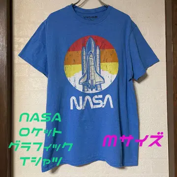 NASA 로켓 그래픽 티셔츠 블루 M 사이즈