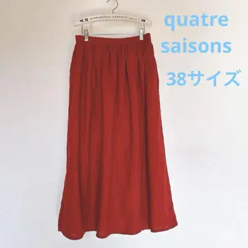새상품급 quatre saisons 캐롤 린넨 개더 스커트 빨간색 롱