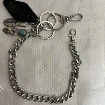 실버 지갑 체인 깃털 모티브