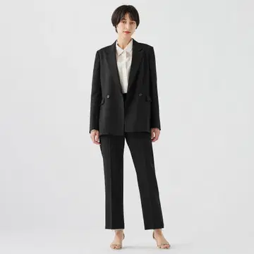 2WAY 라이트 스트레치 더블 자켓 슬릿 플레어 팬츠 M 블랙