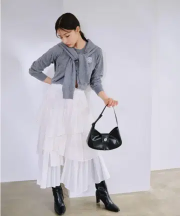 코튼 티어드 볼륨 스커트