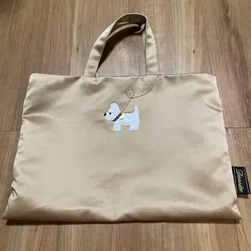 데모데 아플리케 새틴 토트백 L 레슨 백 베이지 골드 도그