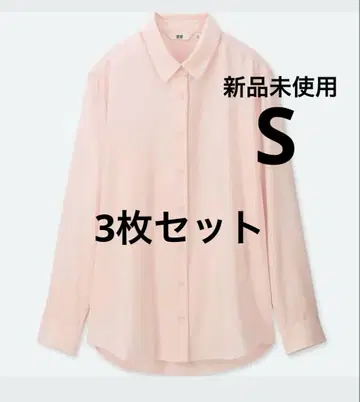 유니클로 레이온 에어리 블라우스 핑크 긴팔