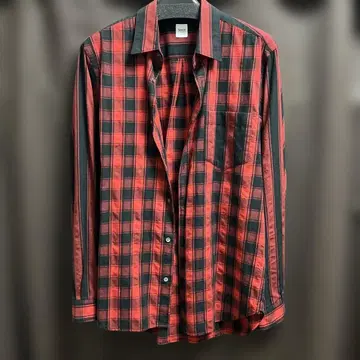 TAKEO KIKUCHI 긴팔 체크 셔츠 레드/블랙