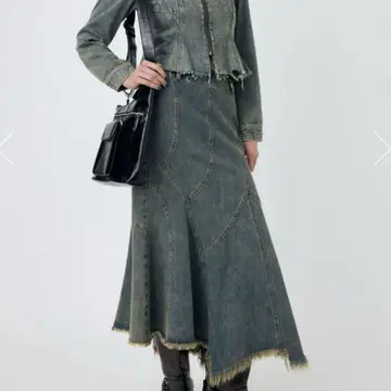 MOUSSY 패널 메리드 데님 스커트