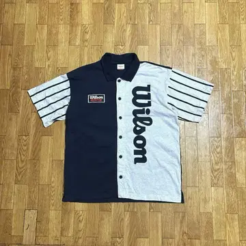 90s 일본제 윌슨 베이스볼 셔츠 그레이 네이비 구제 의류 윌슨