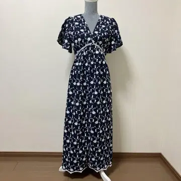 ZARA 자라 자수 꽃 꽃무늬 네이비 롱 원피스 여름 성인 원피스