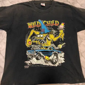 래트 핀크 티셔츠 WILD CHILD 메이드 인 USA USA