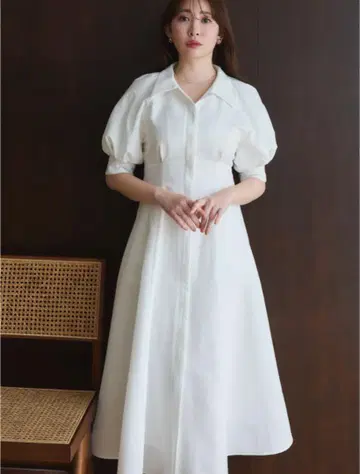 비엔나 볼륨 소매 셔츠 드레스