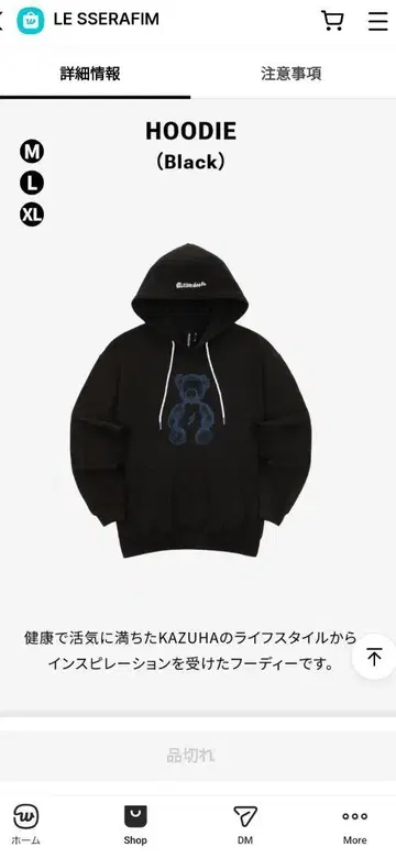 LE SSERAFIM HOODIE 사이즈 XL