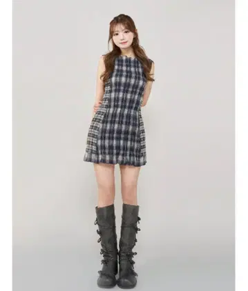 체크 콤비 미니 원피스 darich