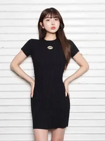 다리치 엠블럼 리브 니트 원피스