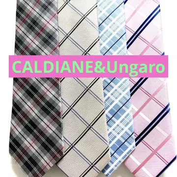 신상품 CALDIANE&Ungaro 체크 무늬 넥타이 4개 세트