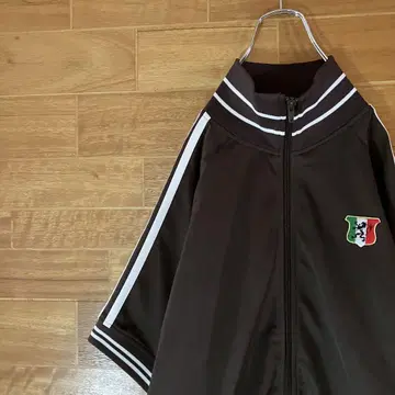 이탈리아 트랙 자켓 저리 반팔 브라운 와펜