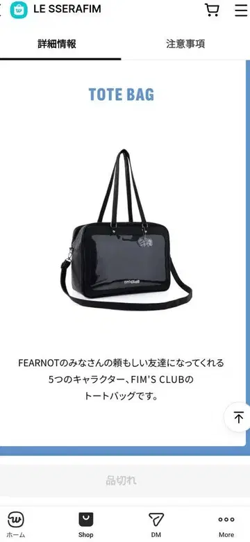 LE SSERAFIM FIM'S CLUB 토트백