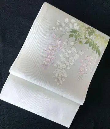 가키 나고야 오비 시오제 염색 오비 등나무 꽃 순수 실크