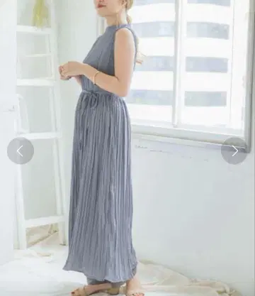 ITEMS URBAN RESEARCH 슬리브리스 와셔 원피스 블루