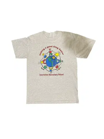 90s Jerzees 지구 프린트 티셔츠 S 사이즈