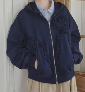 idem 이뎀 하트 프릴 후드 집업