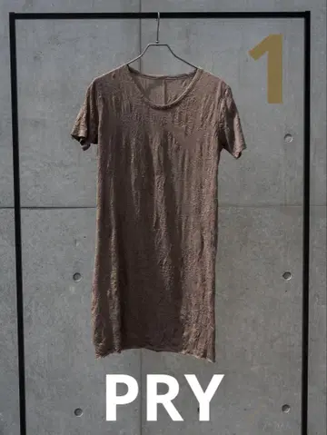 PRY 크래프트 패브릭 레이어드 U넥 티셔츠
