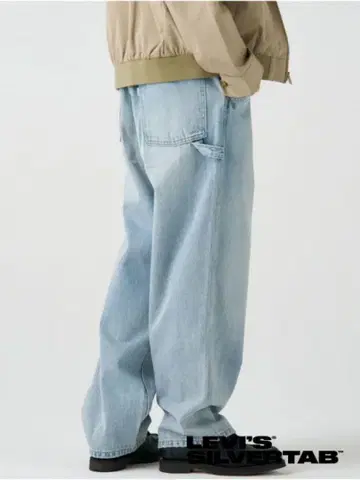 SILVERTAB 라이트 블루 와이드 레그 데님